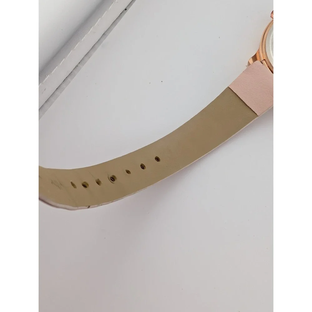 Adrienne Vittadini Watch Women 34mm Case Pink Faux Leather Band- New Battery‎